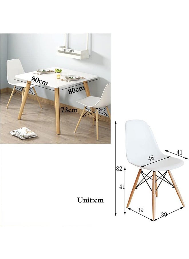 Generic Dining Table Set Kitchen Table with 2 Chairs Metal and Wood Modern Square Dining Table Furniture Set  - Image 2