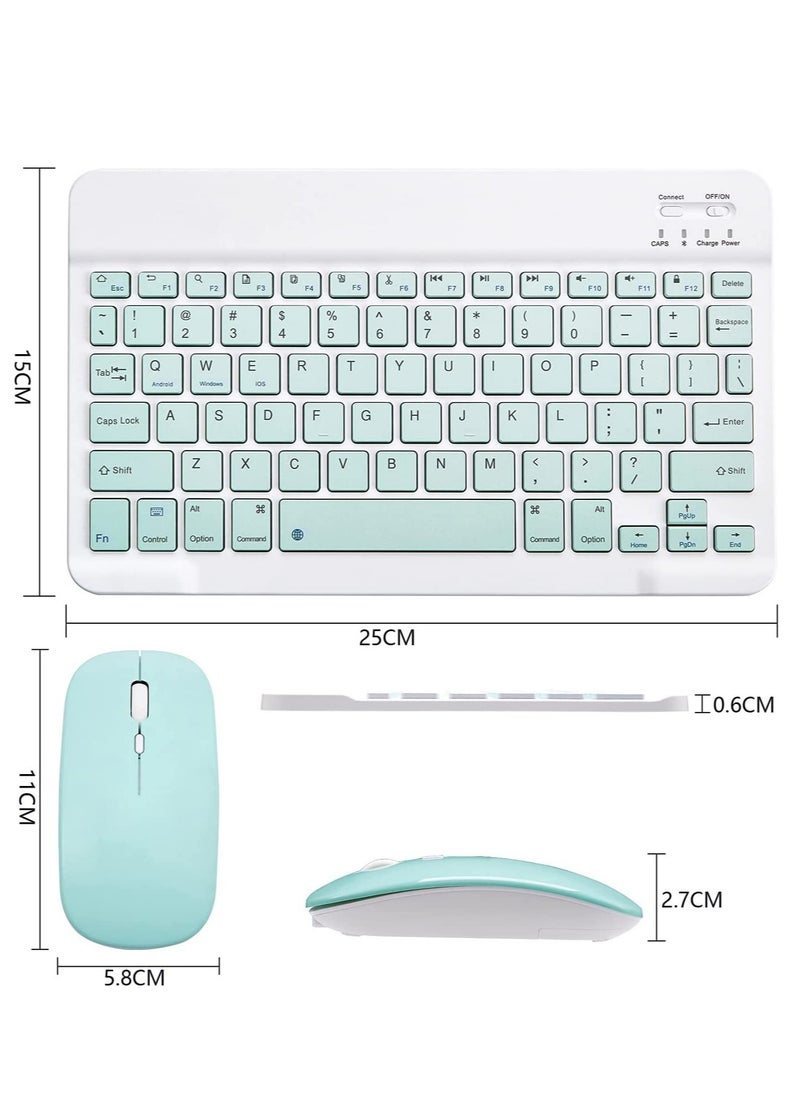 ELTRAZONE - Ultra-Slim Bluetooth Keyboard and Mouse Combo Rechargeable Portable Wireless Keyboard Mouse Set for Apple iPad iPhone iOS 13 and Above Samsung Tablet Phone Smartphone Android Windows (Green) - Image 1