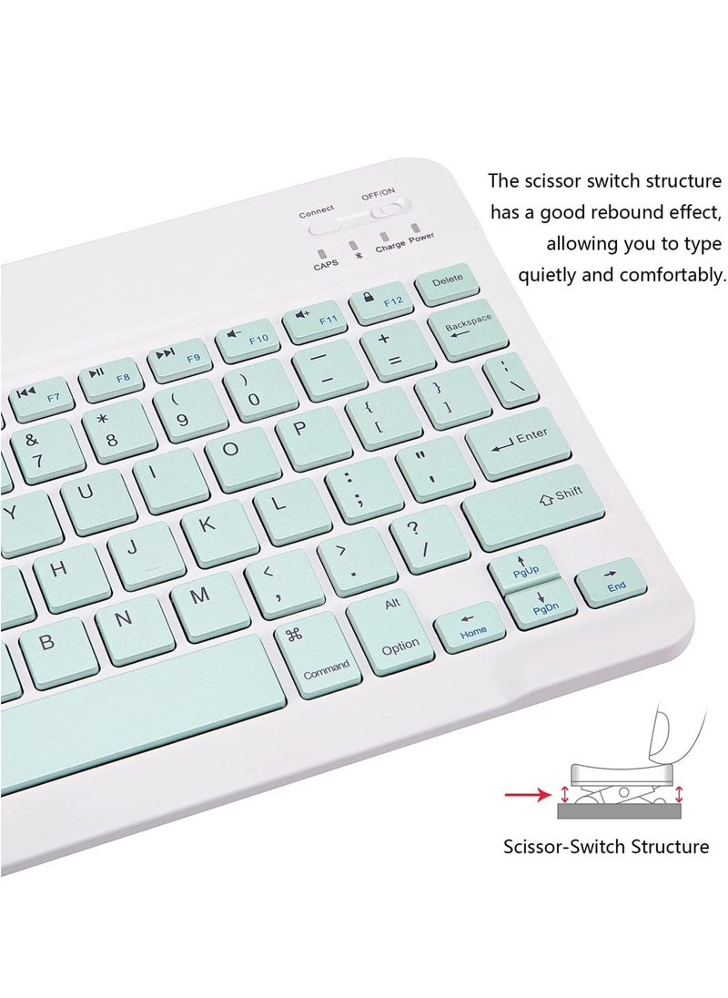 ELTRAZONE - Ultra-Slim Bluetooth Keyboard and Mouse Combo Rechargeable Portable Wireless Keyboard Mouse Set for Apple iPad iPhone iOS 13 and Above Samsung Tablet Phone Smartphone Android Windows (Green) - Image 1