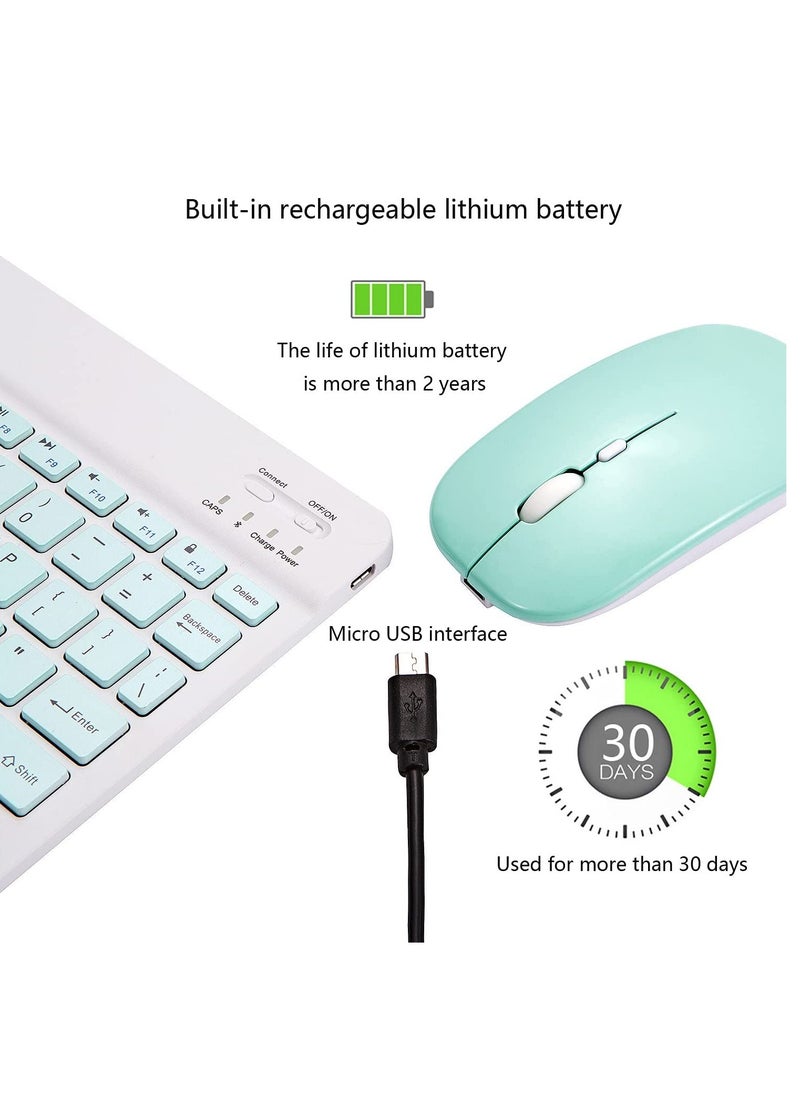 ELTRAZONE - Ultra-Slim Bluetooth Keyboard and Mouse Combo Rechargeable Portable Wireless Keyboard Mouse Set for Apple iPad iPhone iOS 13 and Above Samsung Tablet Phone Smartphone Android Windows (Green) - Image 1
