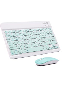 Ultra-Slim Bluetooth Keyboard and Mouse Combo Rechargeable Portable Wireless Keyboard Mouse Set for Apple iPad iPhone iOS 13 and Above Samsung Tablet Phone Smartphone Android Windows (Green)