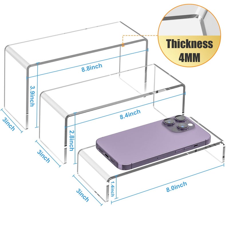 Ouskr 6 Pcs Acrylic Risers for Display, 8.8 In Large Acrylic Display Riser, Clear Display Stands for Shelf Dessert Cupcake Candy Food Tabletop Collectibles Product Bar Action Figure Jewelry Showcase - Image 2
