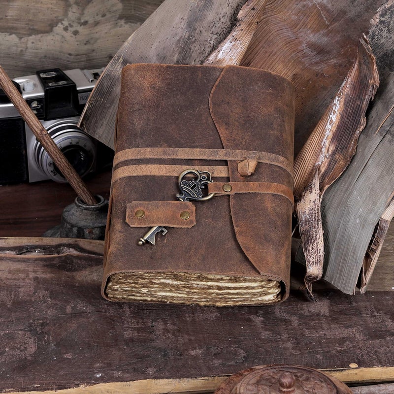 cuero Vintage Leather Journal - Antique Handmade Leather Bound journal with deckle edge paper for Men And Women Diary - Leather Sketchbook - Drawing Journal Notebook - Great Gift (5 by 7 inch) - Image 5