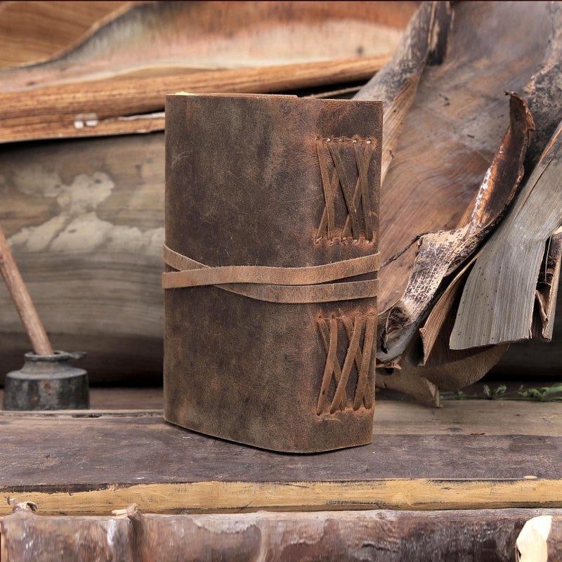 cuero Vintage Leather Journal - Antique Handmade Leather Bound journal with deckle edge paper for Men And Women Diary - Leather Sketchbook - Drawing Journal Notebook - Great Gift (5 by 7 inch) - Image 3