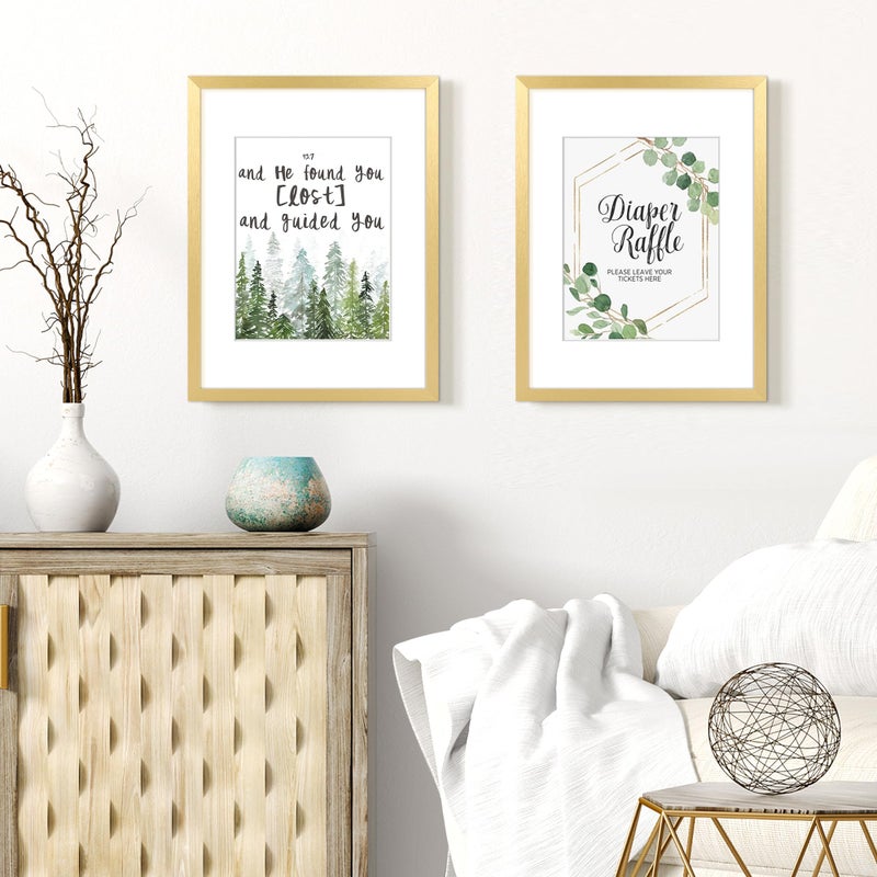 upsimples 12x16 Picture Frame Set of 5, Display Pictures 8.5x11 with Mat or 12 x 16 Without, Wall Gallery Poster Frames, Gold - Image 2