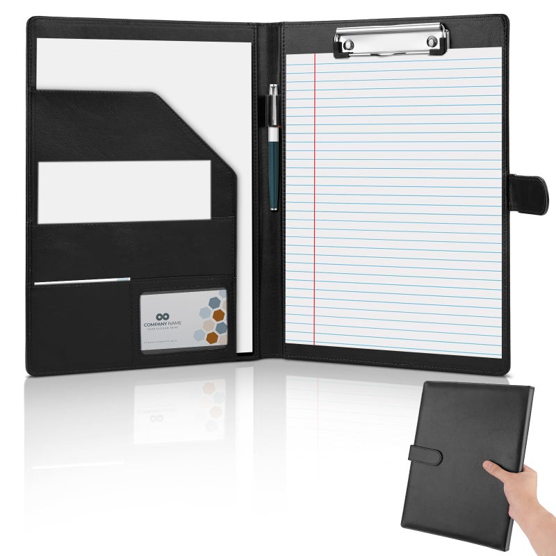 JTTJDB Professional Padfolio, Multi Function Faux Leather Portfolio Binder with Clipboard - Interview Resume Folder, Legal Document, Business Card Holder, for Office, Conference, Interviews (Black) - Image 1