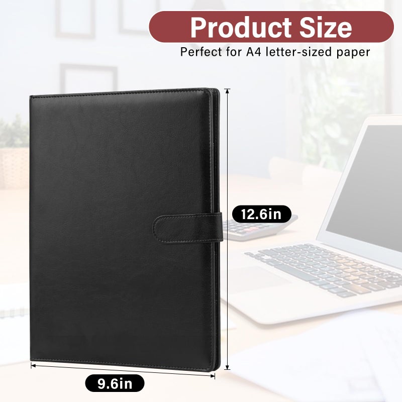 JTTJDB Professional Padfolio, Multi Function Faux Leather Portfolio Binder with Clipboard - Interview Resume Folder, Legal Document, Business Card Holder, for Office, Conference, Interviews (Black) - Image 2