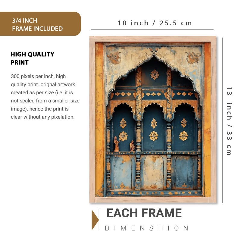 kotart Indian Madhubani Wall Decoration Traditional Art With Frame For Living Room Bed Room Hotel Wall Decor Digital Reprint Engineered Wood Set of 2 Art 10 10x13 inch Framed - Image 2