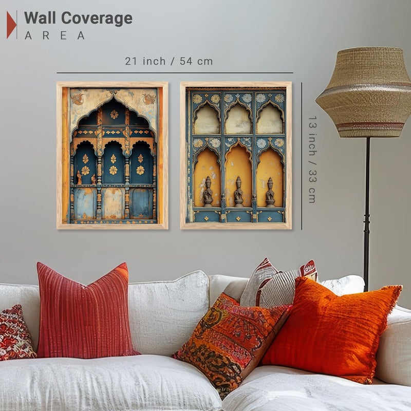 kotart Indian Madhubani Wall Decoration Traditional Art With Frame For Living Room Bed Room Hotel Wall Decor Digital Reprint Engineered Wood Set of 2 Art 10 10x13 inch Framed - Image 3