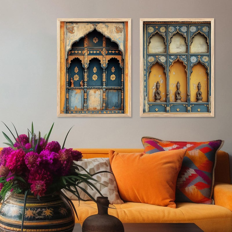 kotart Indian Madhubani Wall Decoration Traditional Art With Frame For Living Room Bed Room Hotel Wall Decor Digital Reprint Engineered Wood Set of 2 Art 10 10x13 inch Framed - Image 4