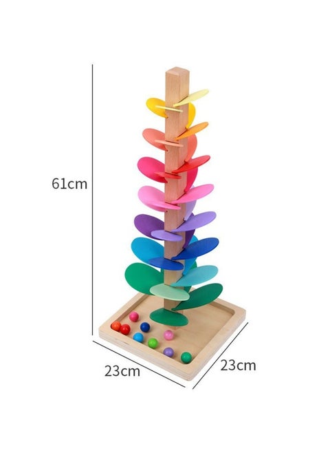 Music Tree Rainbow Large Spliced Petal Wooden Ball Track Building Blocks Fun Assembly Baby Wisdom Tree Cross Border-Color:Assembled Ordinary (small Size) 0.96-Specification:22.5*22.5*71cm