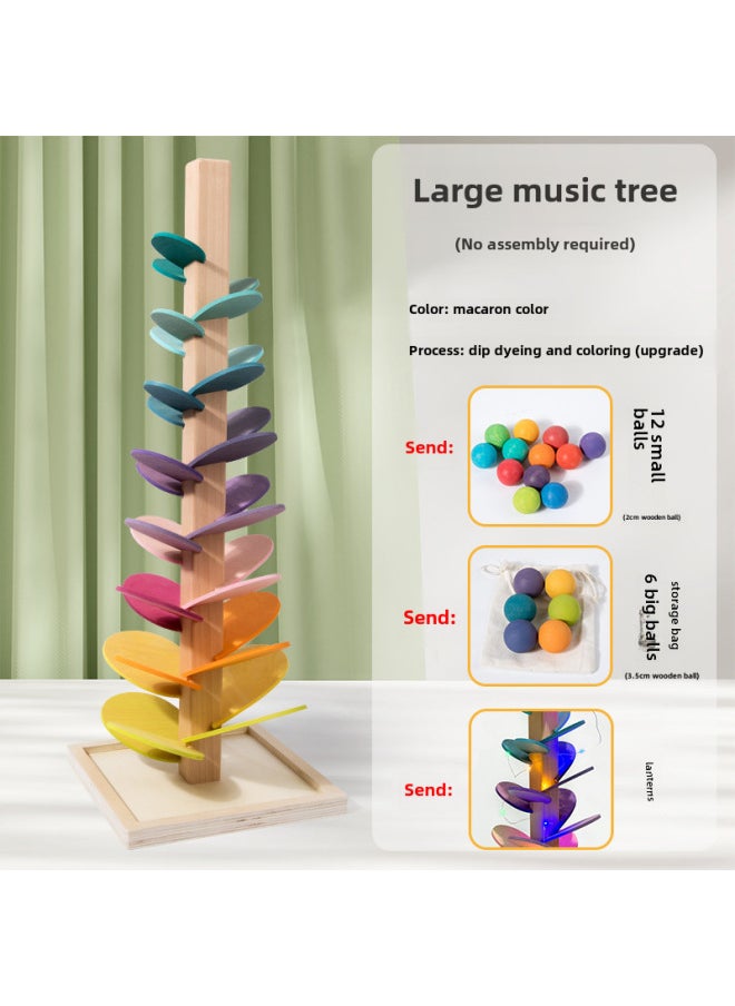 null - Music Tree Rainbow Large Spliced Petal Wooden Ball Track Building Blocks Fun Assembly Baby Wisdom Tree Cross Border-Color:Assembled Ordinary (small Size) 0.96-Specification:22.5*22.5*71cm - Image 1