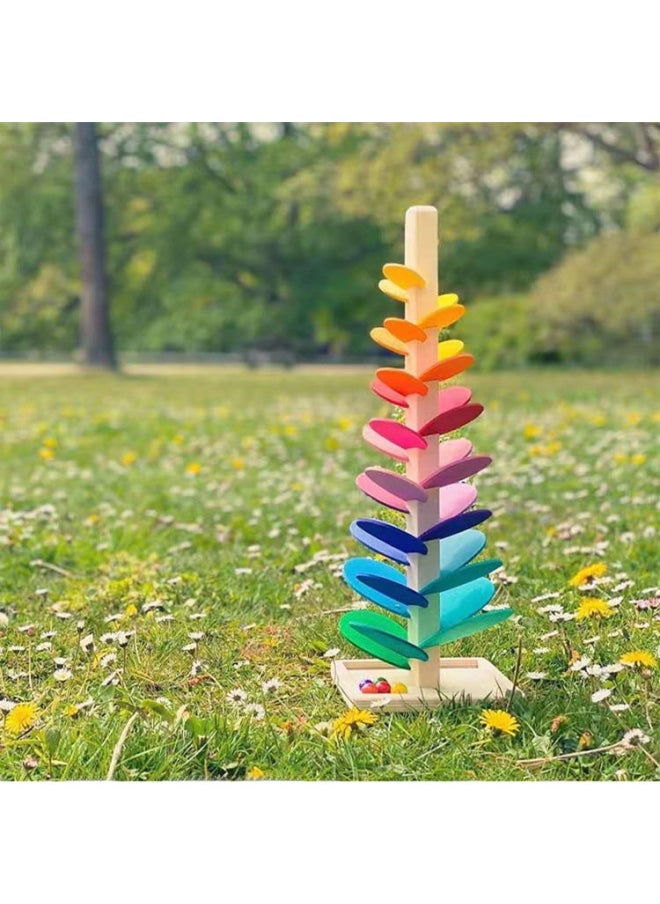null - Music Tree Rainbow Large Spliced Petal Wooden Ball Track Building Blocks Fun Assembly Baby Wisdom Tree Cross Border-Color:Assembled Ordinary (small Size) 0.96-Specification:22.5*22.5*71cm - Image 1