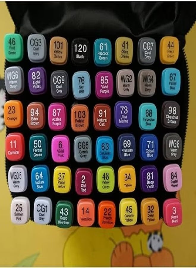 مجموعة أقلام تلوين فنية، جيلانتي 60 لونًا، أقلام تلوين جرافيكية، أقلام تلوين رسم، مجموعة أقلام تلوين فنية برأسين للتصميم والرسم والكتابة على الجدران والتلوين للكبار والتظليل والتسطير (60) - Image 3