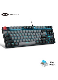 MageGee 75% Mechanical Gaming Keyboard with Blue Switch, LED Blue Backlit Keyboard, 87 Keys Compact Wired Computer Keyboard for Windows Laptop PC Gamer  - Image 1