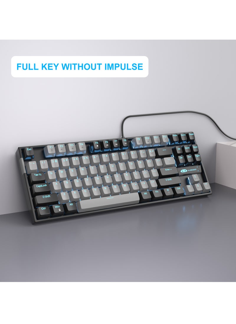 MageGee - 75% Mechanical Gaming Keyboard with Blue Switch, LED Blue Backlit Keyboard, 87 Keys Compact Wired Computer Keyboard for Windows Laptop PC Gamer - Image 1