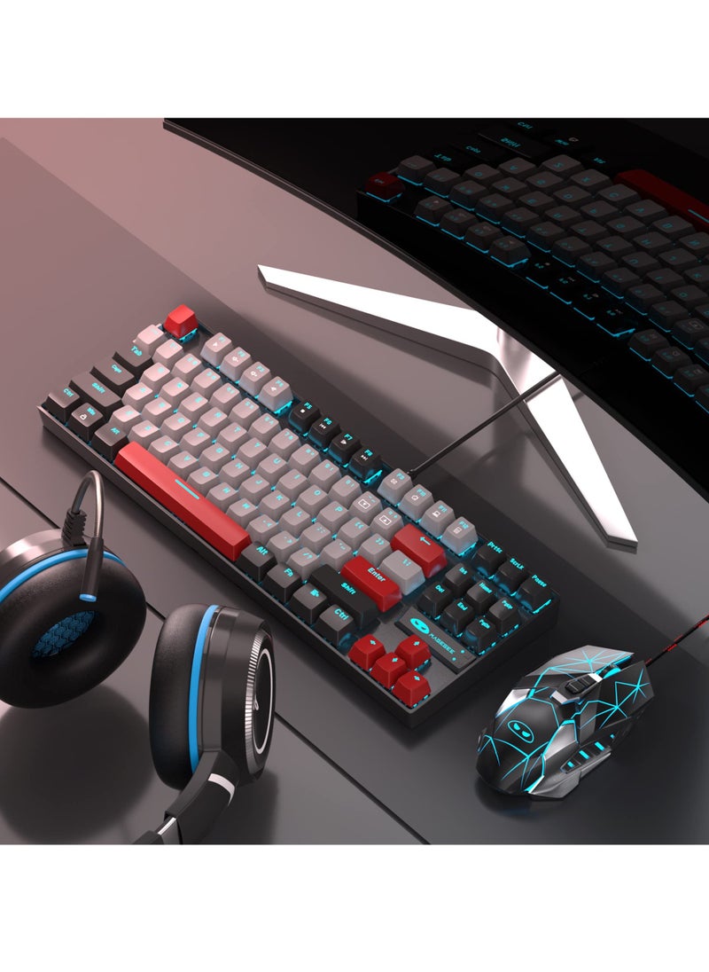 MageGee - 75% Mechanical Gaming Keyboard with Blue Switch, LED Blue Backlit Keyboard, 87 Keys Compact Wired Computer Keyboard for Windows Laptop PC Gamer - Image 1