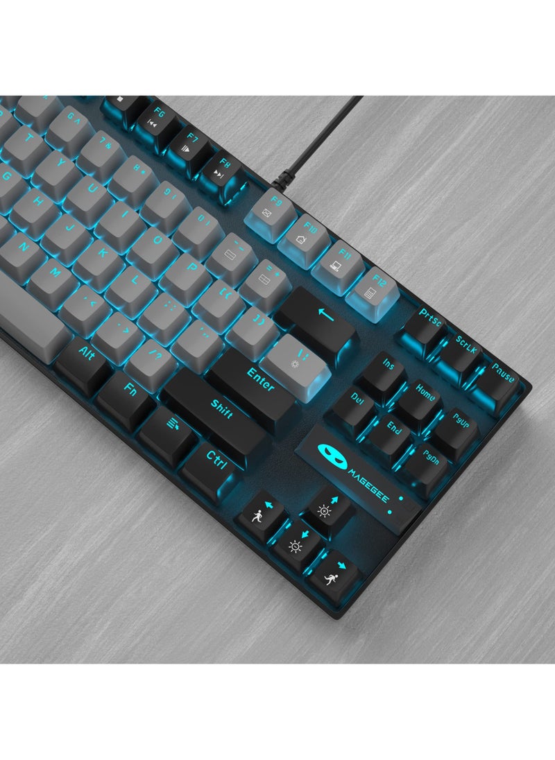 MageGee - 75% Mechanical Gaming Keyboard with Blue Switch, LED Blue Backlit Keyboard, 87 Keys Compact Wired Computer Keyboard for Windows Laptop PC Gamer - Image 1