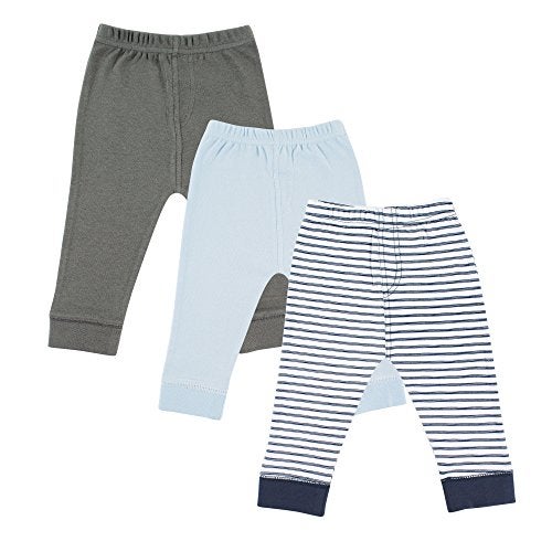 Luvable Friends Unisex Baby Cotton Pants, Navy Stripe, 3-6 Months - Image 1