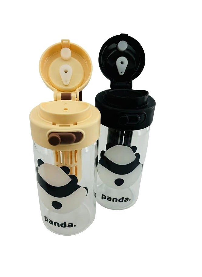 Generic - Panda 750 ml Glass Water Bottle with Filter - Simple Portable Design. - Image 1