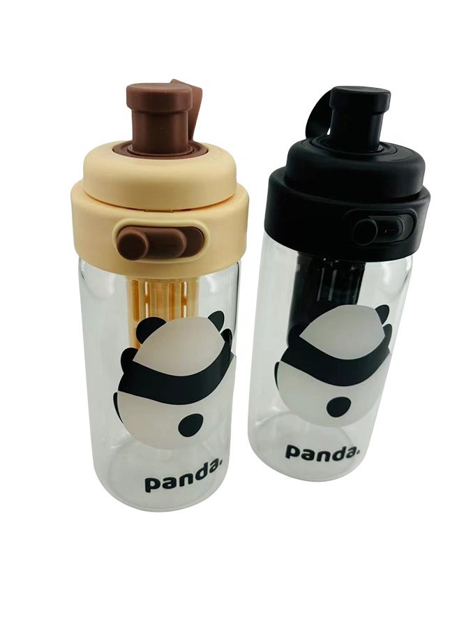 Generic - Panda 750 ml Glass Water Bottle with Filter - Simple Portable Design. - Image 1