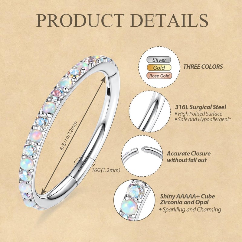 FUNLMO Store 20G 18G 16G 12G Nose Ring Hoop Conch Rook Daith Helix Tragus Piercing Jewelry 316L Surgical Steel Cartilage Earring Conch Hoop Earring Septum Jewelry Belly Lip Ring 5mm to 14mm - Image 2