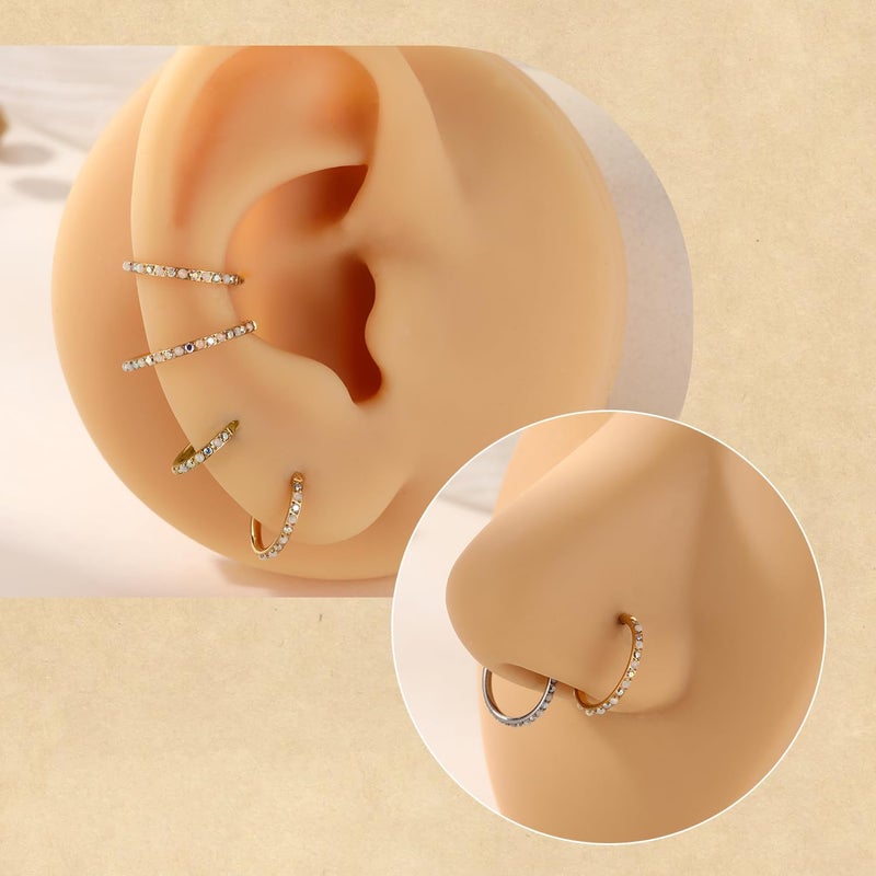 FUNLMO Store 20G 18G 16G 12G Nose Ring Hoop Conch Rook Daith Helix Tragus Piercing Jewelry 316L Surgical Steel Cartilage Earring Conch Hoop Earring Septum Jewelry Belly Lip Ring 5mm to 14mm - Image 5