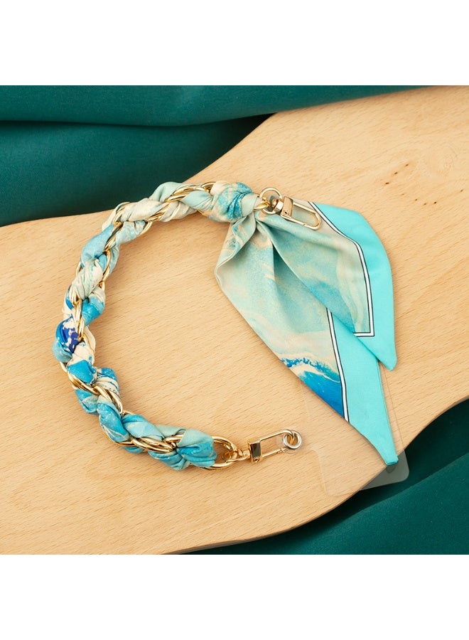 NIBEMINENT Beaded Phone Lanyard, Anti Lost Removable Wrist Strap, Creative Knitted Scarf Bracelet Pendant, Phone Keychain Lanyard, White