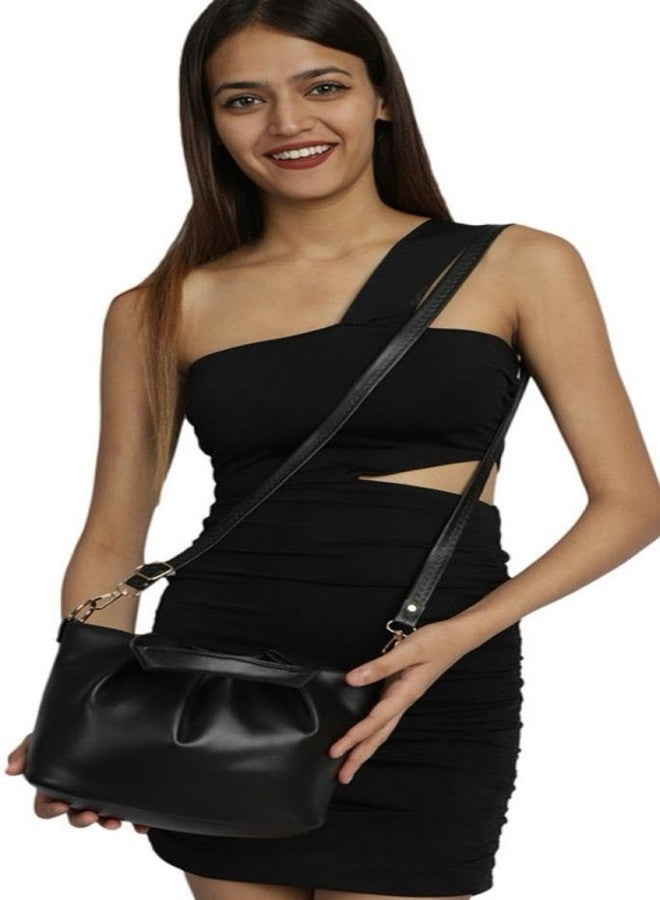 Chic Styles DAISY STAR Premium Damru Sling Bag & Handbag Combo Remova Strap - Stylish, Spacious & Versatile for Every Occasion (Black) - Image 3