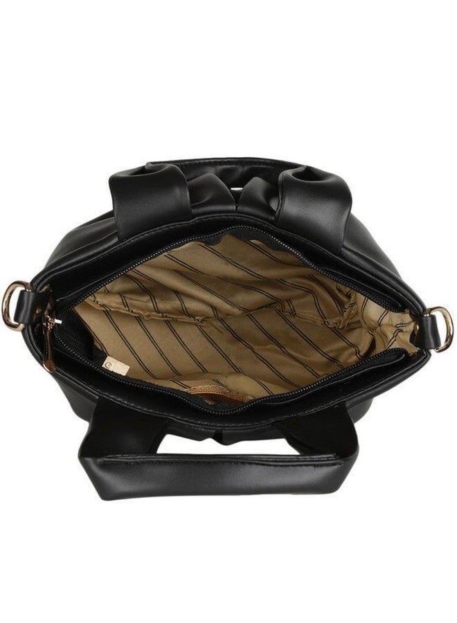 Chic Styles DAISY STAR Premium Damru Sling Bag & Handbag Combo Remova Strap - Stylish, Spacious & Versatile for Every Occasion (Black) - Image 5