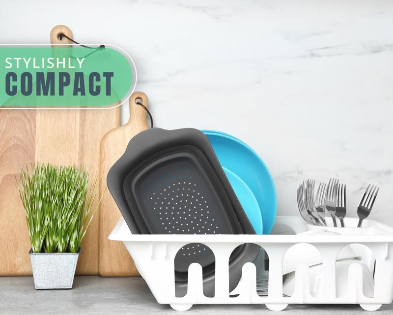 Comfify Over-the-Sink Colander with Handles – Sleek Plastic Black Kitchen Strainer for Pasta, Vegetables & Fruits – Space-Saving Design – 17.1 x 10.1 x 1.4 Inches - Image 4