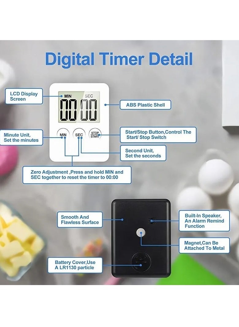 AROAQ - Digital Timer, 1pc Small Count Down/up Clock with Magnetic Attachment, Big LCD Display Loud Sounds Minute Second Kitchen Timer for Games, Cooking, Classroom, (Green) - Image 1