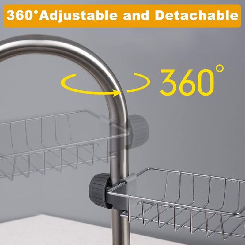 UHAPEER 2 PCS Stainless Steel Faucet Sponge Holder for Kitchen Sink, Sink Storage Rack Holder Shower Caddy Hanging Without Drilling, Bathroom & Kitchen Sink Caddy under Sink Organizers and Storage - Image 5