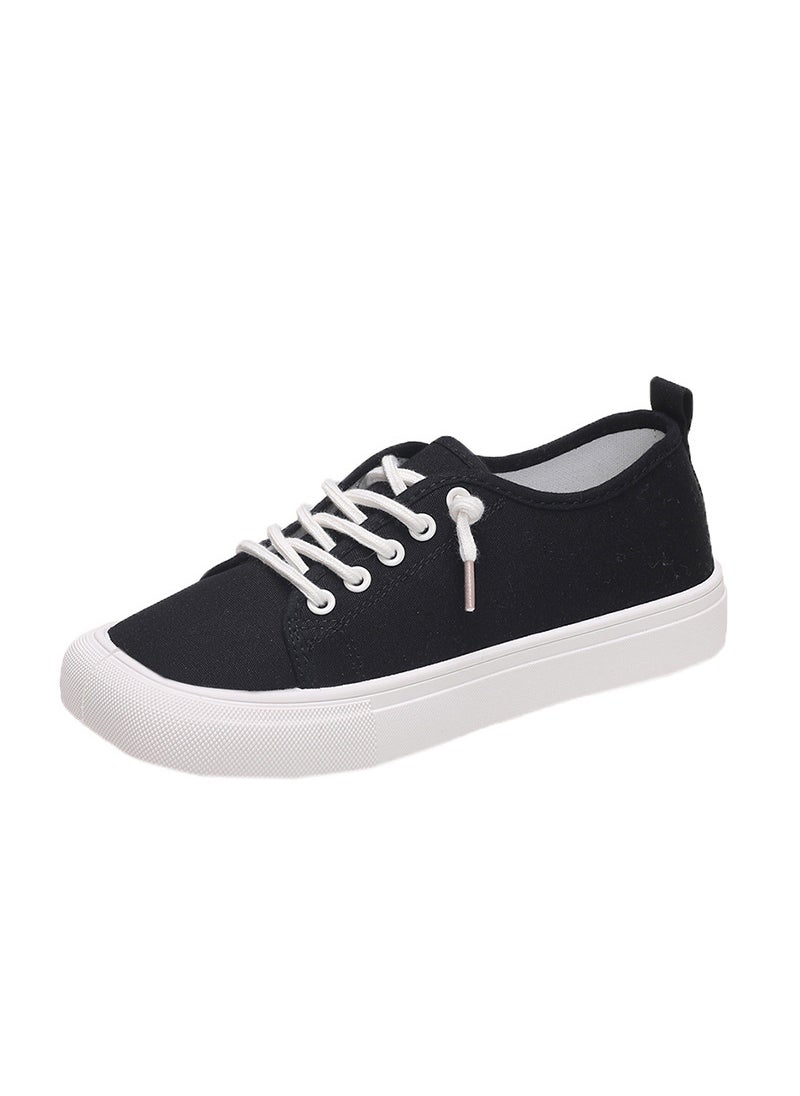 Generic Canva Casual White Shoes 2022 Summer New Style Korean Versatile Vintage Trendy Single Shoes Adult Canvas Sapatos Femininos Black 