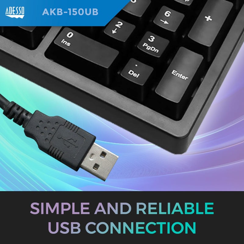 Adesso Ergonomic Split Keyboard AKB-150UB Comfort Ergo Design with Palm Rest, 105-Key US Layout, USB Connectivity, Multimedia & Internet Controls - Image 5