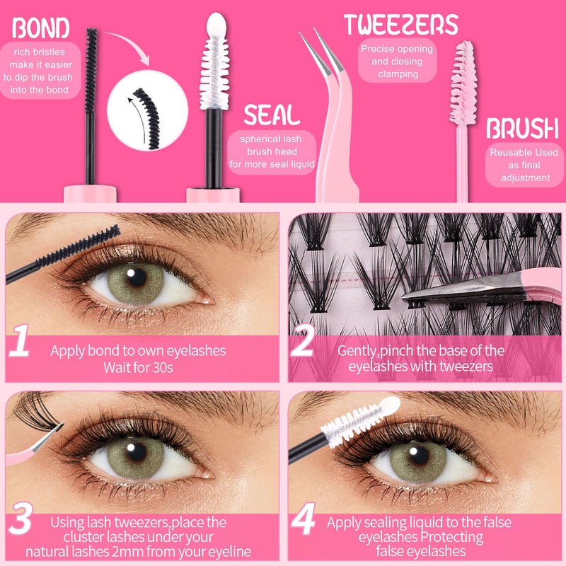 False Eyelashes, Naturally Thick Gradient Single-Cluster False Eyelashes, and D-Curved Daily White Eyelashes - Image 5