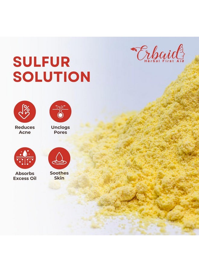 Erbaid - Sulfur Face Mask - All Natural Sulfur Facial Clay Mask Powder - Glowing Skin Mask Skincare For Acne, Spots, Scars, Oily Skin - Sulfur Acne Treatment Absorbs Excess Oil And Unclogs Pores, Made In Usa - Image 1