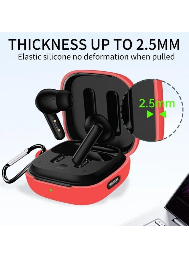 Silicone Protective Case Cover Compatible with QCY T13 ANC Earbudswith Key Chain&Cleaning kit-Black - Image 3