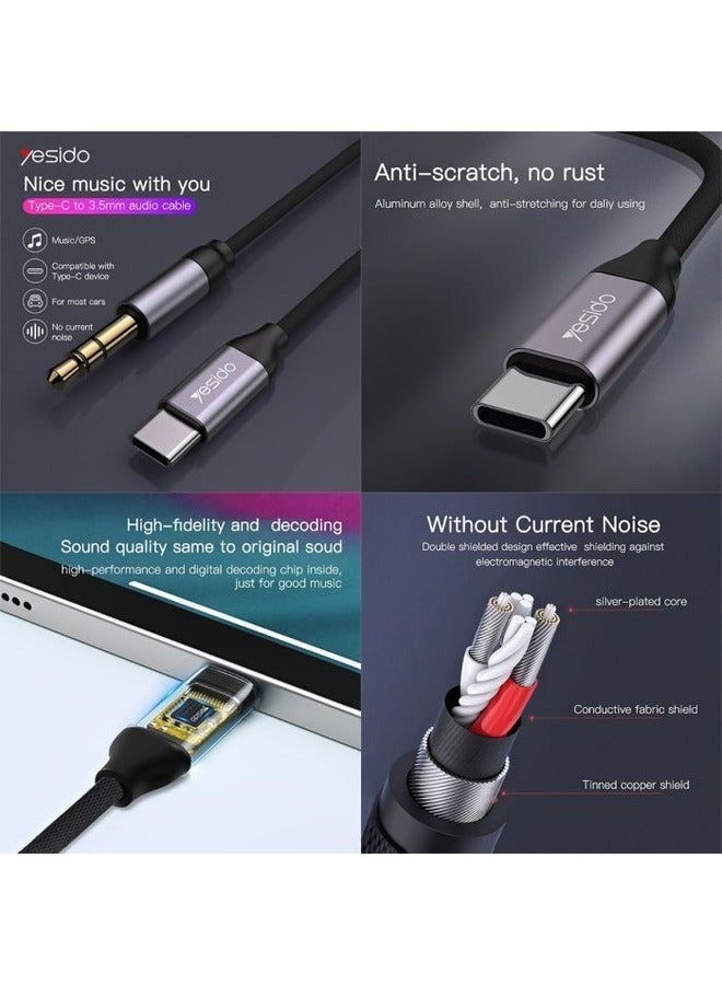 محول YAU20 من Type-C إلى 3.5mm AUX – كابل صوتي متميز لتوصيل أجهزة USB-C بسماعات الرأس ومكبرات الصوت - Image 3