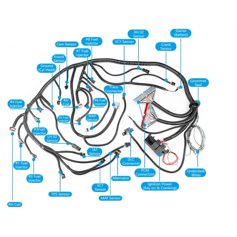 Goopool 5.3 Wiring Harness ls Engine Wiring Harness Compatible with 1999-2006 DBC LS1 4.8 5.3 6.0 Vortec Drive by Cable 4L60E, with Wiring Guide Manual - Image 2