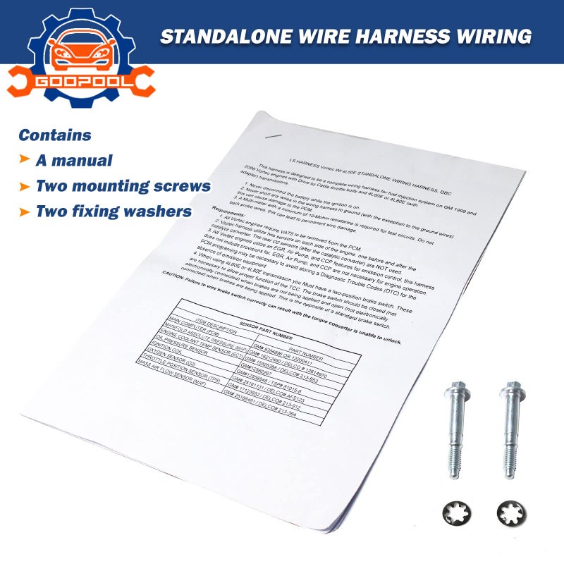 Goopool 5.3 Wiring Harness ls Engine Wiring Harness Compatible with 1999-2006 DBC LS1 4.8 5.3 6.0 Vortec Drive by Cable 4L60E, with Wiring Guide Manual - Image 3