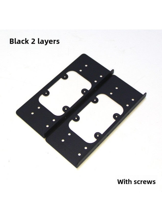 3.5 Bracket Computer Case Extension Bracket Fan Cooling Machine Metal Bracket Double-layer Rack-Color:Black 2 Layers - Image 1