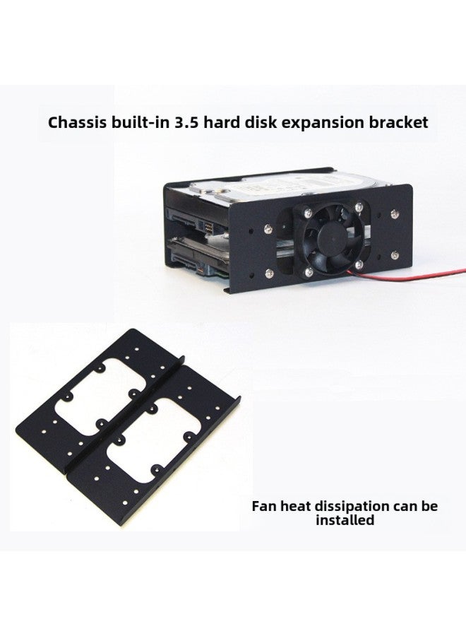 3.5 Bracket Computer Case Extension Bracket Fan Cooling Machine Metal Bracket Double-layer Rack-Color:Black 2 Layers - Image 2