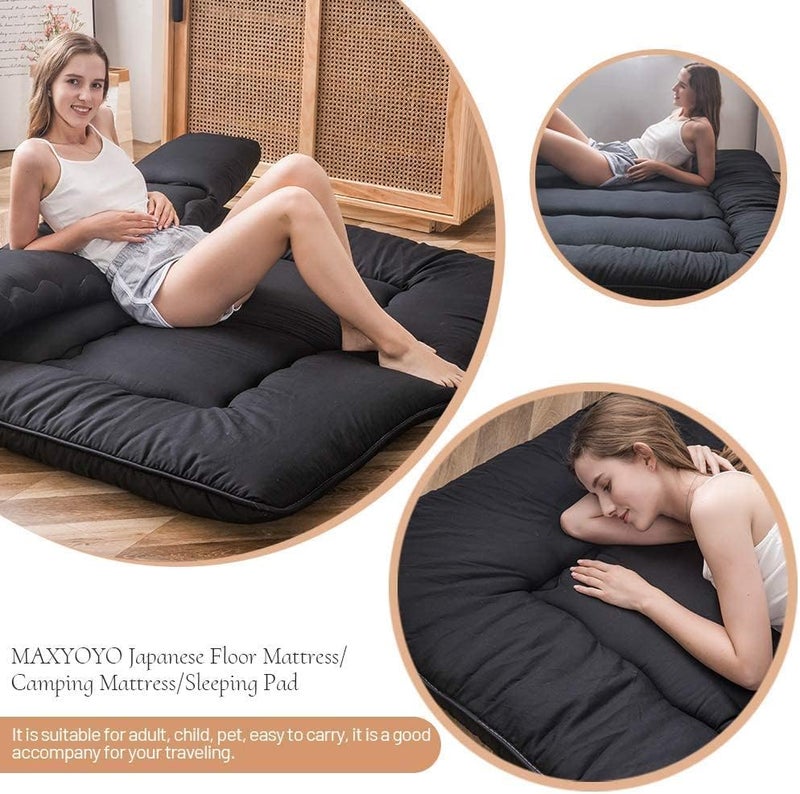 شاربدو فراش تاتامي 180x200cm طابق فراش قابل للطي حصيرة نوم أسود 8cm سمك - Image 5