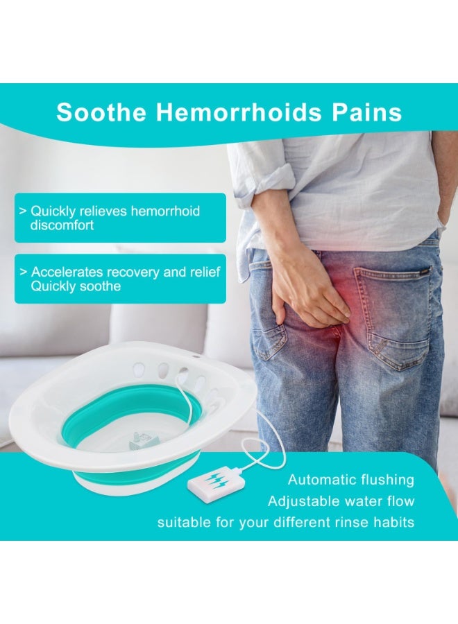 Electric Sitz Bath, Sitz Bath for Hemorrhoids, Sitz Bath for Toilet Seat, Sitz Bath for Postpartum Care, Sits Bath Kit for Women, Automatic Flushing, Foldable, Fits Universal Toilet - Image 2