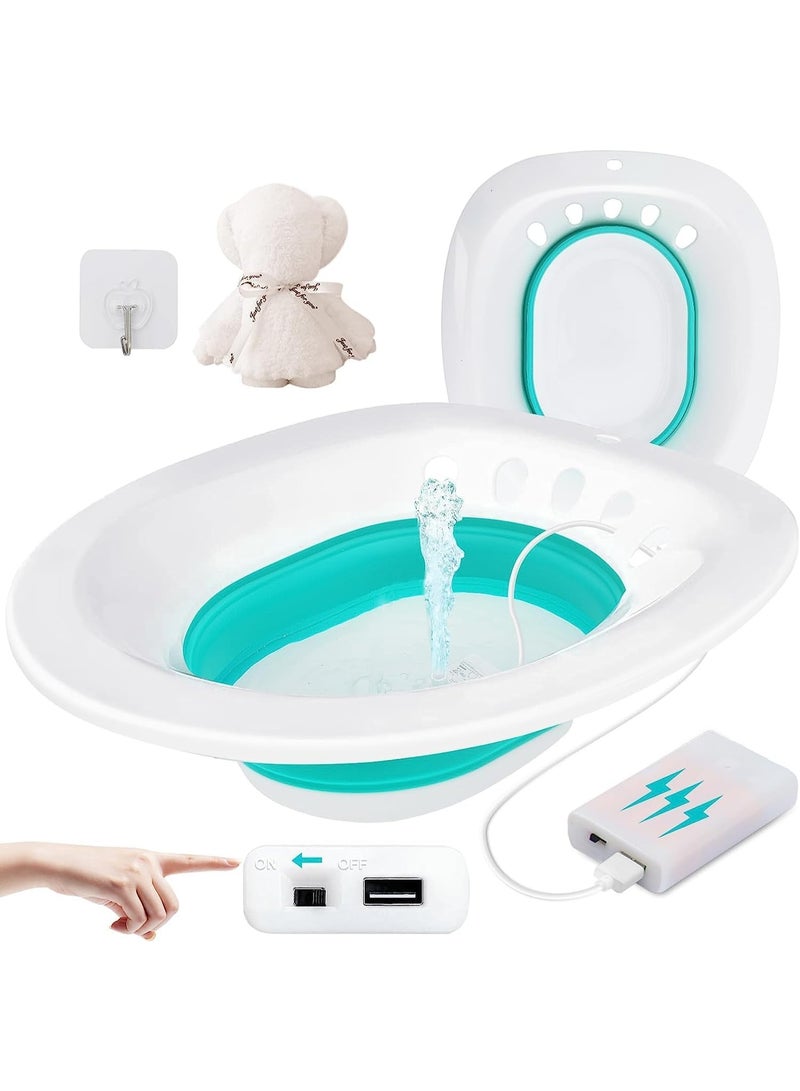 Electric Sitz Bath, Sitz Bath for Hemorrhoids, Sitz Bath for Toilet Seat, Sitz Bath for Postpartum Care, Sits Bath Kit for Women, Automatic Flushing, Foldable, Fits Universal Toilet - Image 1