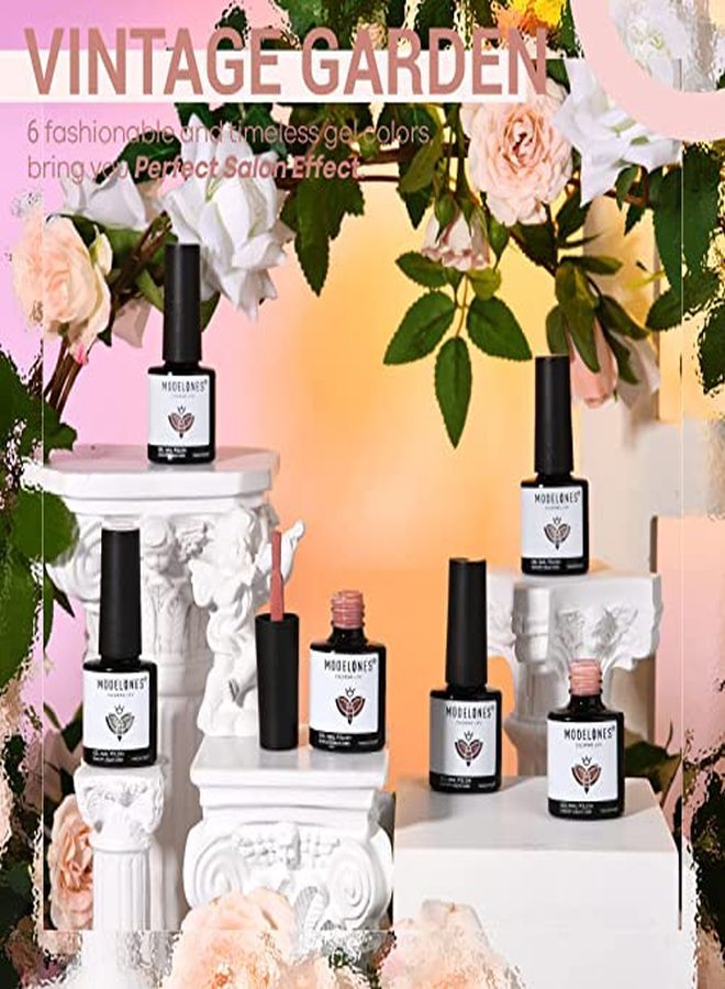 modelones Gel Nail Polish Set- 6 Nude Pink White Pastel Colors Gel Polish Set All Seasons Soak Off Led Gel Nail Starter Kit Popular Nail Art Gel Polish Diy Home Salon Manicure Valentine'S Day Gift Set - Image 2