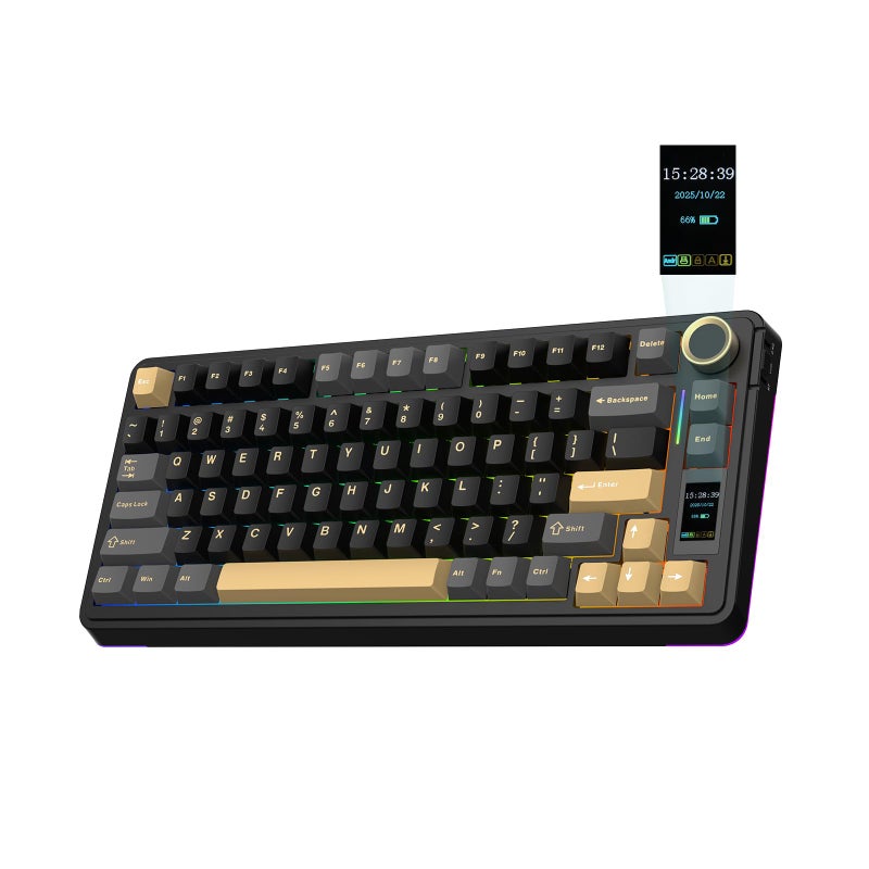 EPOMAKER X Aula EA75 MAX Wireless Gaming Keyboard with Screen Knob 5000mAh HotSwap Lubed Switches RGB Backlit Creamy Gasket 75 Mechanical Keyboard Black Reaper Switch - Image 2