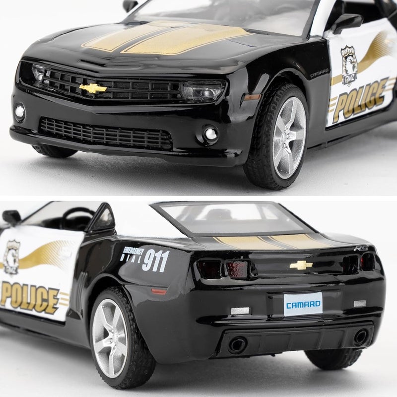 BDTCTK Easy clean surface 1/36 Scale Comaro Police Car Model, Zinc Alloy Die-Cast Pull Back Vehicles Kid Toys for Boy Girl Gift Modern look - Image 4
