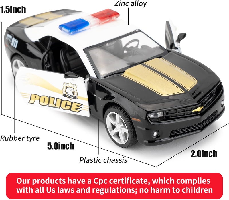 BDTCTK Easy clean surface 1/36 Scale Comaro Police Car Model, Zinc Alloy Die-Cast Pull Back Vehicles Kid Toys for Boy Girl Gift Modern look - Image 2